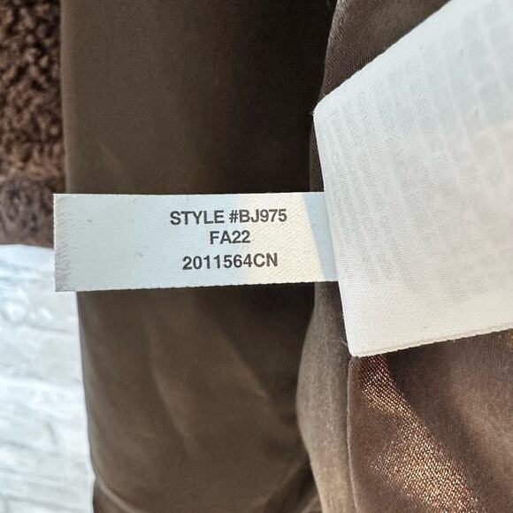 J. Crew Teddy Sherpa Coat Size Medium Chocolate Brown Button Front Collared - Picture 8 of 12